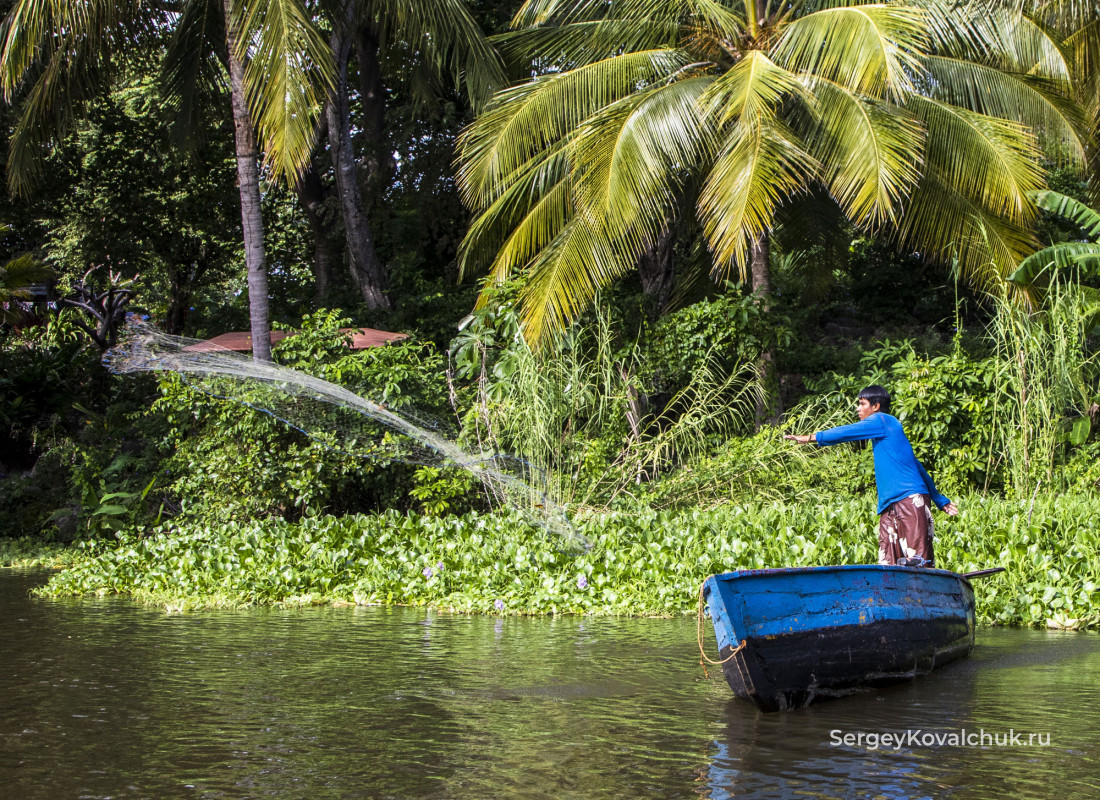 Рыбак на озере Никарагуа