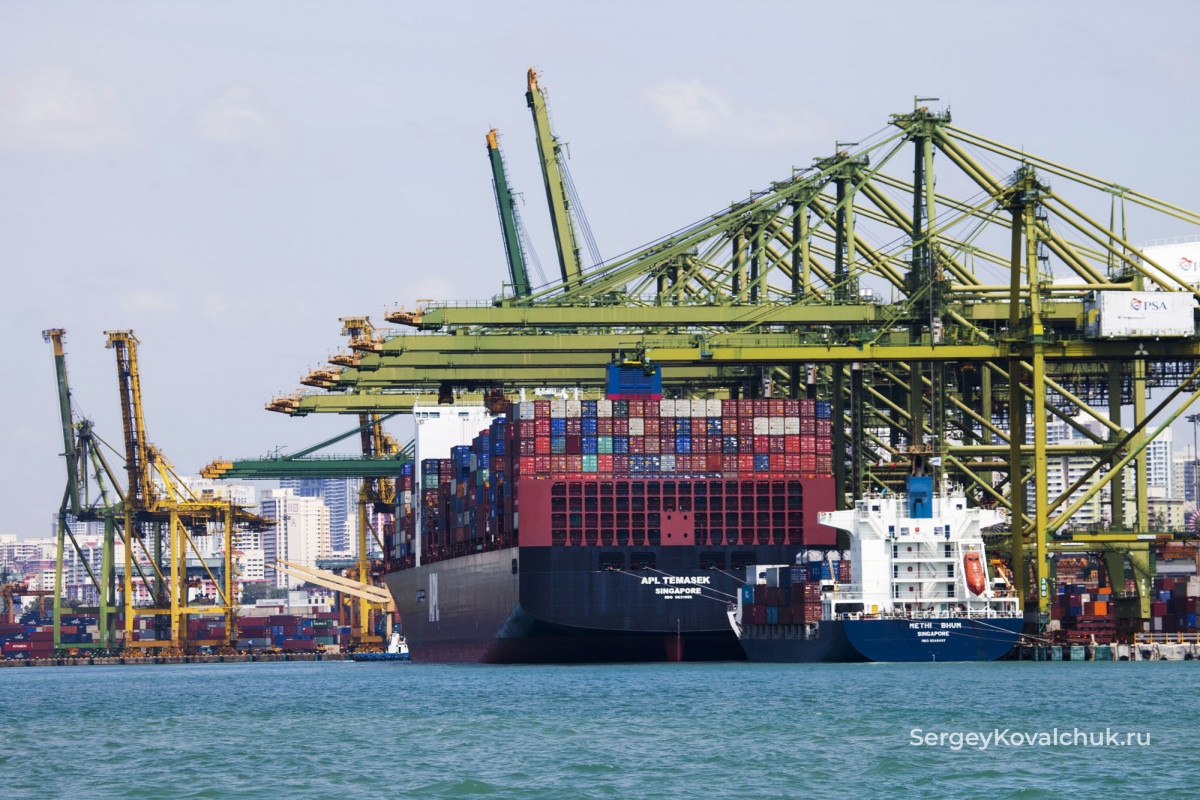 Порт Сингапура входит в пятерку крупнейших портов мира.
