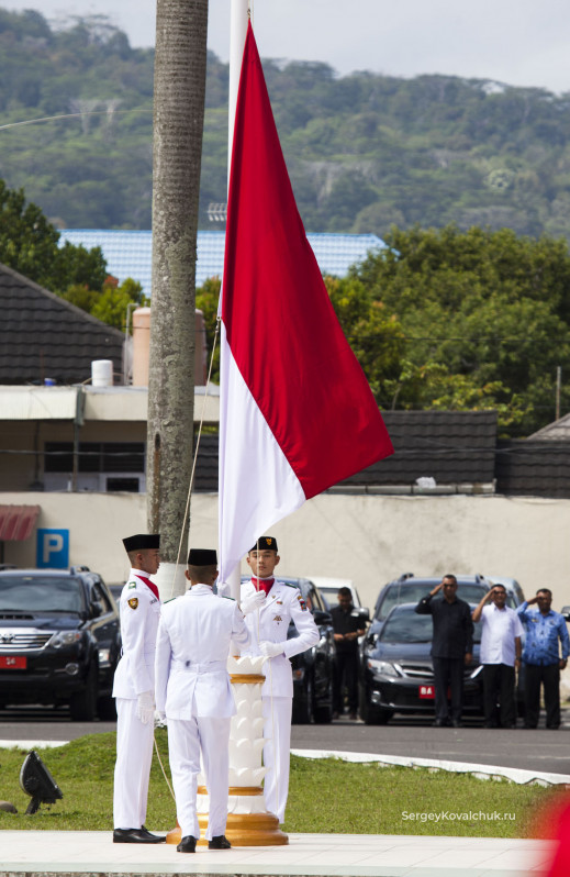 Церемония выноса и подъема флага